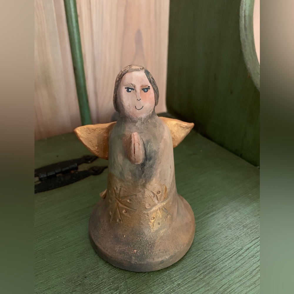 Vintage Folk Angel Art Pottery Bell